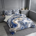 thumbnail image 2 of meiyoeat Blue Gold Marble 7 Pieces Full Size Bedding Sets For Kids,Fluid Swirl Design Full Size Bed In A Bag For Adults,Light Gray Reversible, 2 of 7