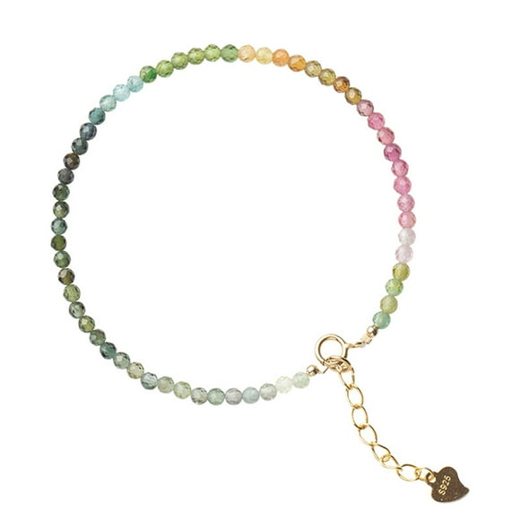 Very thin 2mm Rainbow Small Tourmaline Women's Bracelet Wangfu Gradient Transfer Crystal 2.5mm