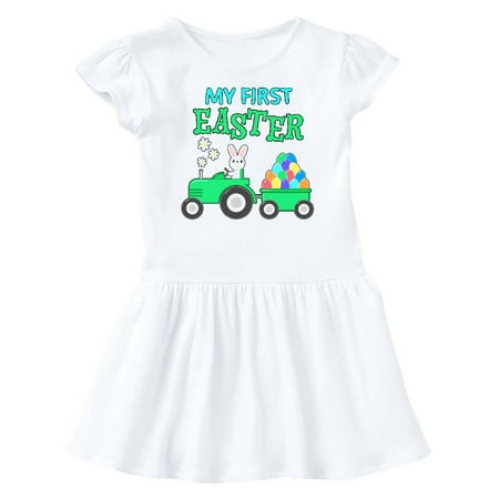 

Inktastic My First Easter bunny and tractor Gift Baby Girl Dress
