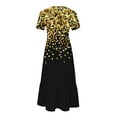 thumbnail image 3 of Robe à Manches Courtes Imprimée pour Femme, Robe Décontractée à Col Rond avec Motif Intégral, Robe Légère en Polyester Lavable à la Machine pour Usage Quotidien, 3 of 5