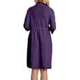 thumbnail image 3 of Summer Robe,Women's Pajama Dress Shirt 3/4 Sleeve Housecoats Full Loungewear Long Nightgown with Pockets,Dark Purple,S, 3 of 6