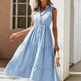 thumbnail image 2 of Robes d'Été pour Femmes 2023 Mode Sexy Décontractée Slim Femmes Robe Sans Manches Col en V Robes pour Femmes 2023, 2 of 9