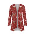 thumbnail image 4 of Women's Fashionable Loose-Fit Casual Cardigan with Christmas Print Mid-Length Coat for Holiday Outfits and Comfortable Wear,Red,S, 4 of 6