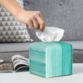 thumbnail image 6 of Fuzoiu Teal Turquoise Print Tissue Box Cover Holder, Square Leather Tissue Box,PU Leather Decorative Organizer for Tabletop, Bathroom, Car, Office, 6 of 7