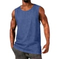 thumbnail image 2 of USNSM Men's Plus Size Sleeveless Shirts Cotton Workout Tank Tops Casual Muscle Washed T Shirt Summer Beach Tee Loose Fit Blue XL, 2 of 7