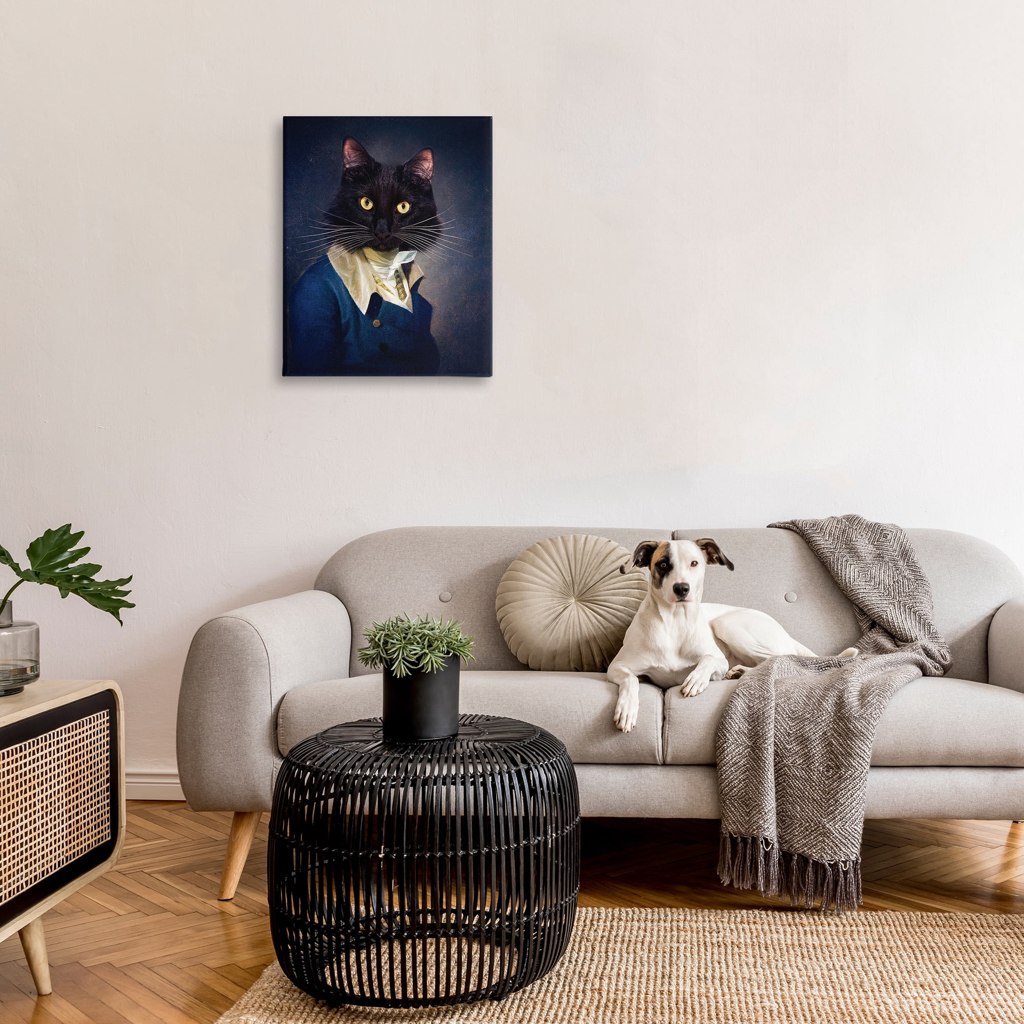 Stupell Industries Cat with Colonial Fashion Animals & Insects Painting Gallery Wrapped Canvas Art Print Wall Art, 24 x 30