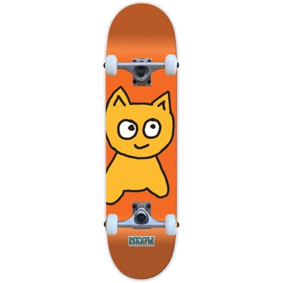 Meow Skateboards Big Cat Orange Mini Complete Skateboard - Soft Top Griptape - 7.25" x 30"