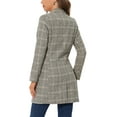 thumbnail image 4 of INSPIRE CHIC Women's Plaid Notched Lapel Long Sleeves Double Breasted Coat XL Beige, 4 of 7