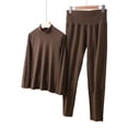 thumbnail image 5 of Tweang Long Johns with Fleece Lined Thermal Underwear for Women Set Thermals for Women Warm Sleeping Long Johns Womens Base Layer Cold Weather Under Clothes Coffee XL-8XL, 5 of 5