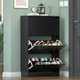 thumbnail image 4 of Shoe Storage Cabinet for Entryway, Black Shoe Cabinet with 3 Flip Drawers Hidden Shoe Storage Modern Shoe Rack Storage Organizer for Entryway,Closet, Living Room,Hallway…, 4 of 6