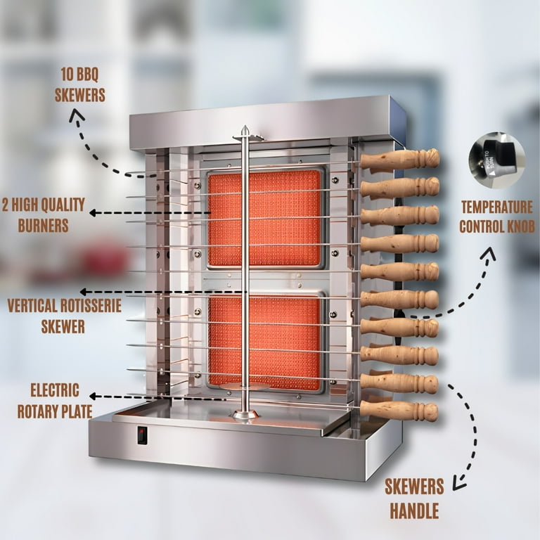 Bioexcel 1 Vertical Shawarma Machine-2 Burner Rotisserie Grill