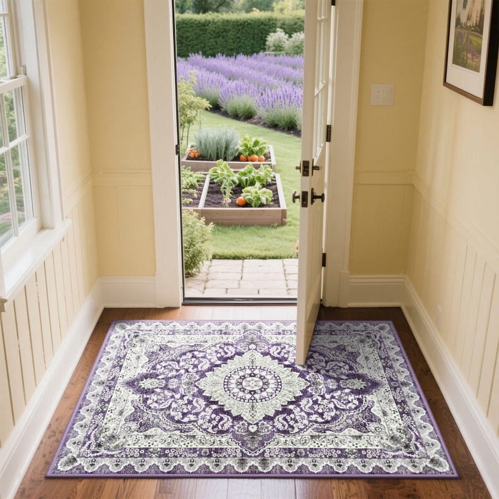 Junovo 2'x3'Rugs for Living Room Boho Rug Floor Carpet,Purple