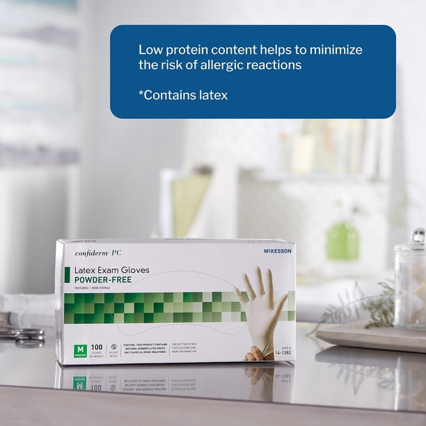 McKesson Medium Size Latex Exam Gloves, 1000 Count Powder-Free