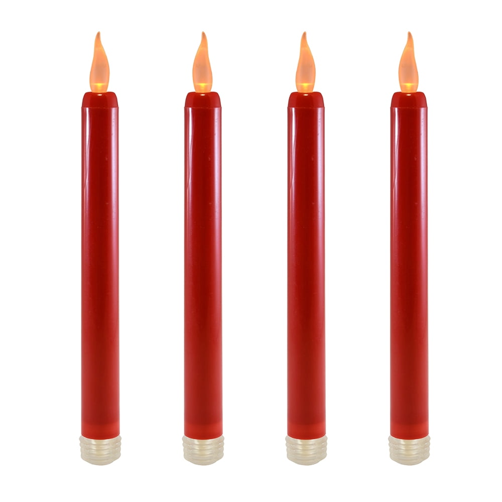 Battery Operated Taper Candles Set of 4 (Red)
