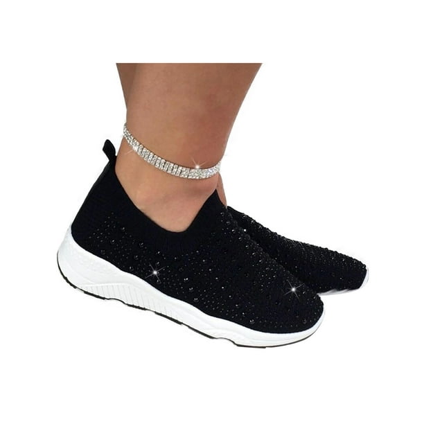 white knitted slip on trainers