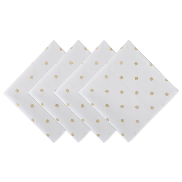 Servilletas DII con lunares juego de 4 blanco/dorado metalizado Z02040