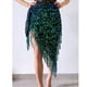 thumbnail image 3 of Faldas envolventes con pañuelo para la cadera para danza del vientre para mujer, falda versátil con borlas de lentejuelas para bailarina Verde y azul, 3 of 9