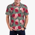 thumbnail image 3 of Balery Rose Flowers Printed Men’s Short Sleeve Polo Shirt, Midweight Men's Shirt,Golf Polo shirts -XX-Large, 3 of 9