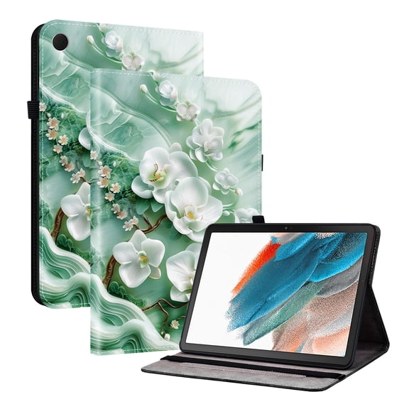 For Samsung Galaxy Tab A 8.0" (SM-T290/T295/T297) Folio Case with Stand/Card Slots/Elastic Band Closure/Pen Loop Holder, Stylish Cute PU Leather Protective Lightweight Slim Cover, Magnolia