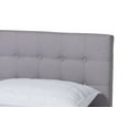 thumbnail image 5 of Baxton Studio Devan Mid-Century Engineered Wood Tufted Platform Bed, King, Light Grey/Walnut, 5 of 7