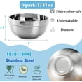 thumbnail image 3 of 6 Pack 18/8 Stainless Steel Bowls, 17 Oz Soup Bowl Double-walled Insulated Bowls, 5 Inch Snack Cereal Bowl for Rice, Fruit, Salad Ice cream, Dishwasher Safe, 3 of 9