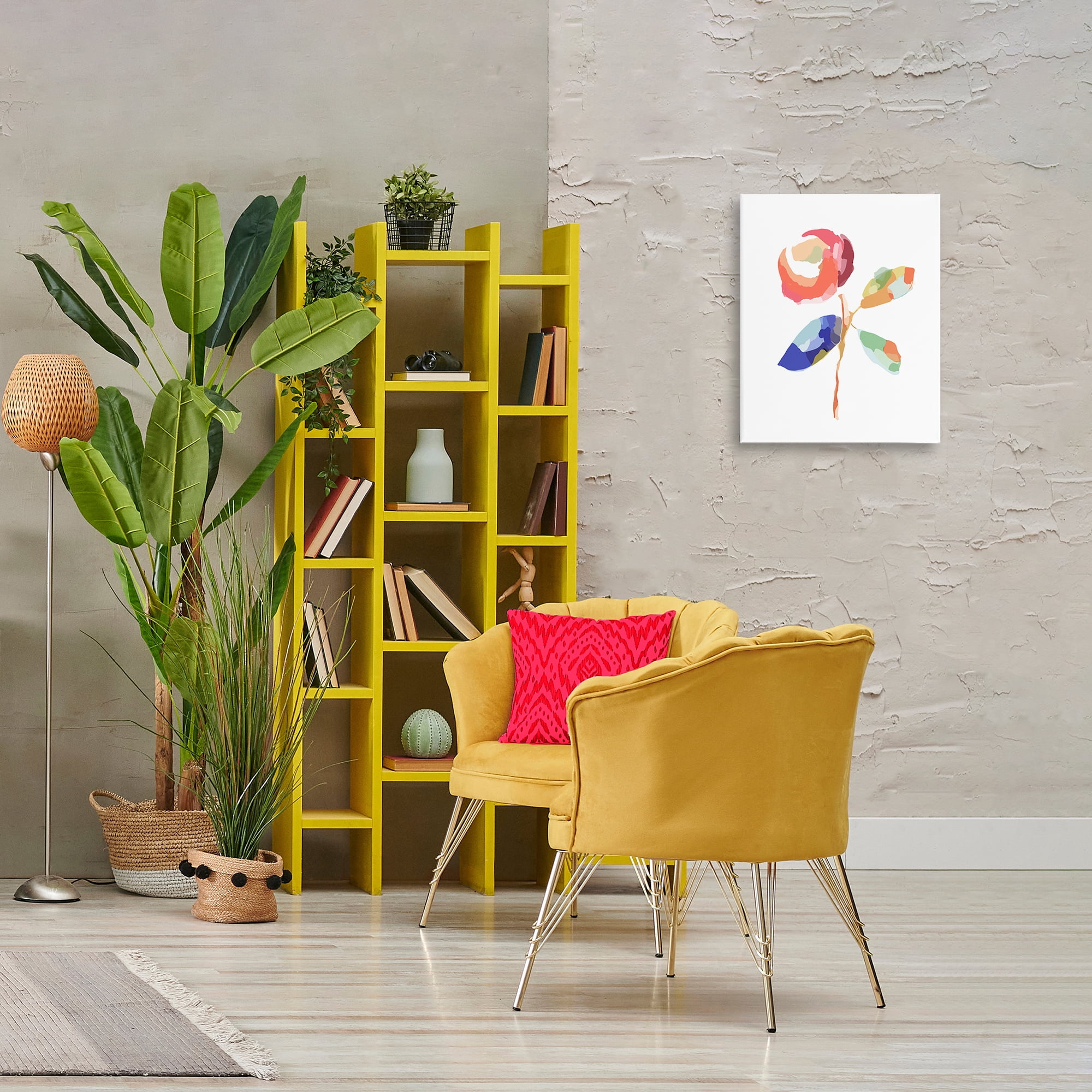 Stupell Industries Mosaic Floral Bloom Plants & Flowers Painting Wrapped Canvas Art Print Wall Art, 16 x 20