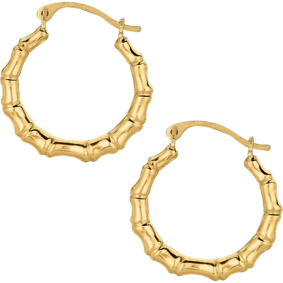 Floreo 10k Yellow Gold 17mm Bamboo Hoop Earrings