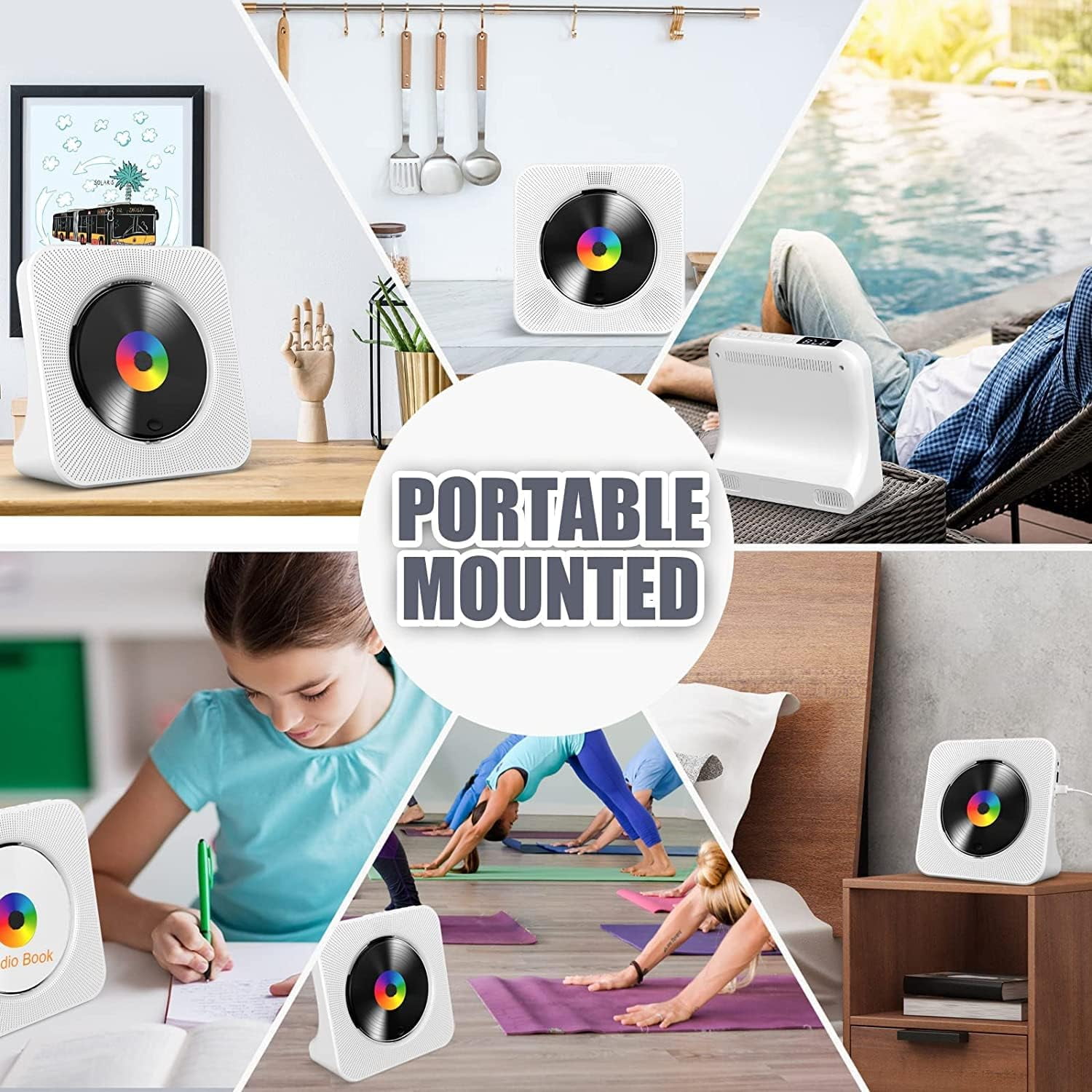 Free Shipping! Qoosea Portable CD Player Bluetooth Desktop