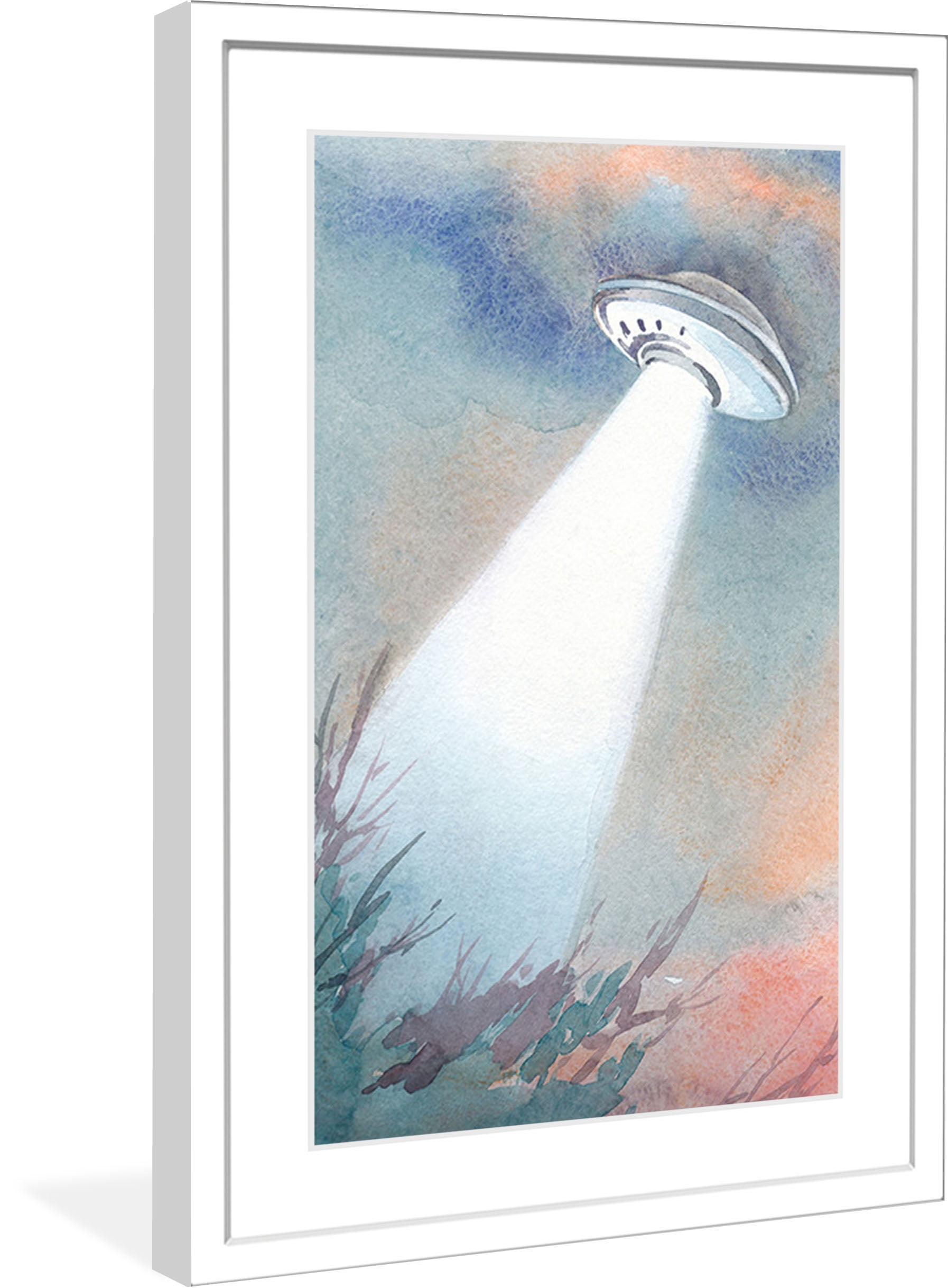 "UFO Arrival" Framed Painting Print