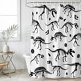 thumbnail image 6 of Dinosaur Fossils Shower Curtain Set - Extra Long 72" x 96" Washable Bathtub Curtain with 12 Hooks, White Black Ancient Animals Waterproof Fabric Stall Shower Curtains for Bathroom/Bathtub Décor, 6 of 6