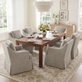 thumbnail image 6 of Usaint Barrel Dining Chair, Modern Farmhouse Linen Fabric Upholstered Slipcovered Kitchen Chairs with Arms, Solid Wood Accent Side Chair Single Sofa for Living Dining Reading, Brown, 6 of 9