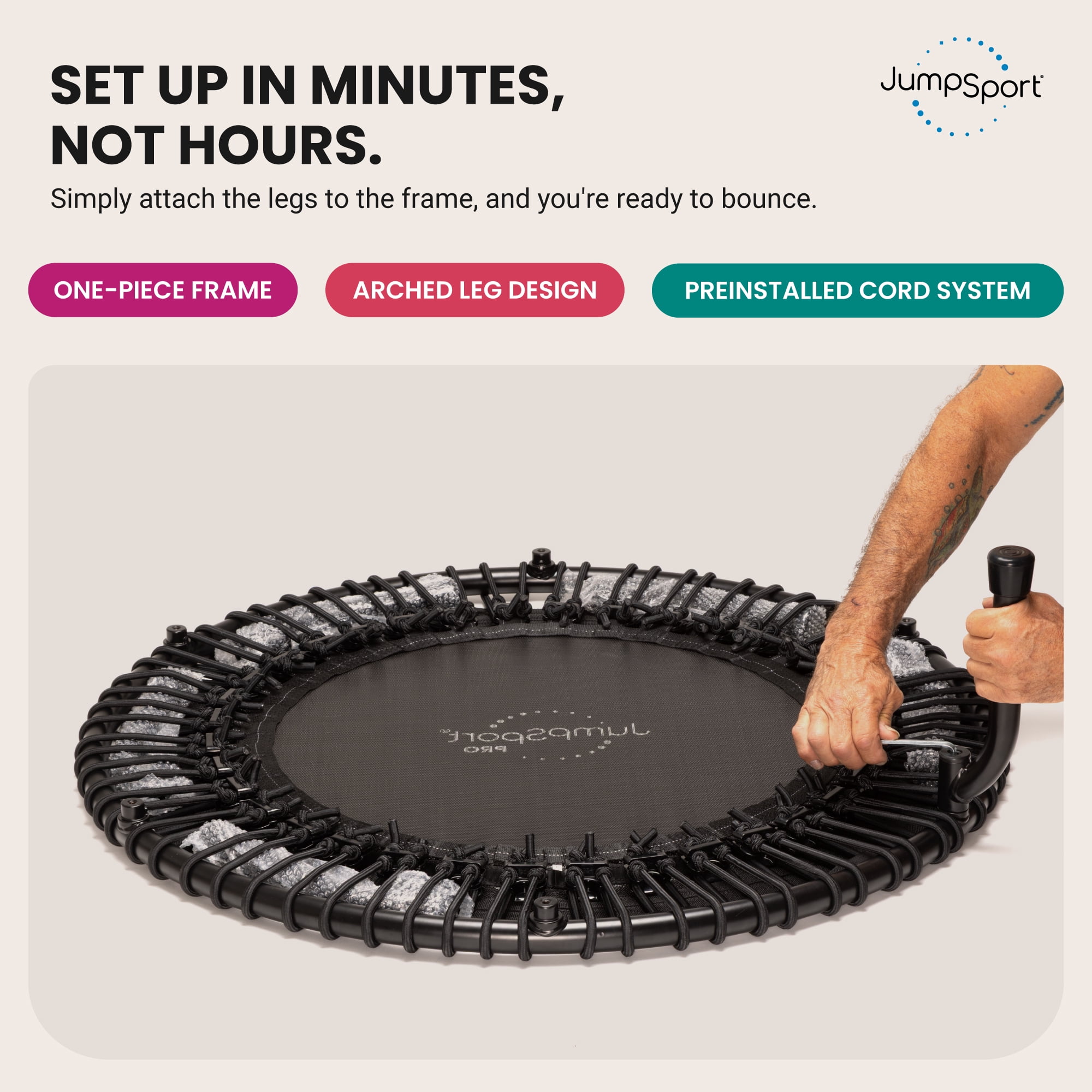 JumpSport 350 PRO Indoor Lightweight 39" Round Fitness Trampoline