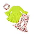 thumbnail image 3 of GYRATEDREAM 3PCS Baby Girl Clothes Ruffle Sleeve Shirt Tops Flared Pant Headband Set Fall Winter Clothing, 3 of 9