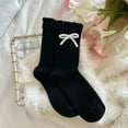 thumbnail image 2 of HNMKIU Women's Bow Crew Socks Dress Style Soft Breathable Everyday Casual Ankle Socks for Girls Black,One Size, 2 of 4