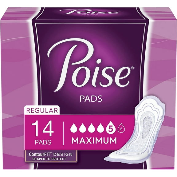 Poise Maximum Absorbency Pads with Leak-Block Sides, 14 Count