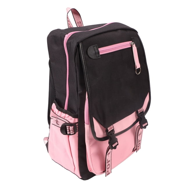 Bolso De Hombro Doble, Mochila De Viaje, Ligero, De Gran Capacidad, Negro Y Rosa Para Viajes Diarios De Trabajo