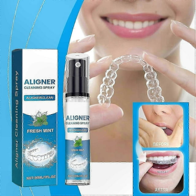 Whitening Foam and Mint Refreshing Spray for Aligners, Retainers, and Mouth Guards Cleaner Solution