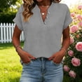 thumbnail image 5 of Tisuna Women'S T-Shirts Casual Button Down Short Sleeve V Neck Solid Color Top Comfortable Stylish Ladies Business Dailywear Size Xxxl, 5 of 7