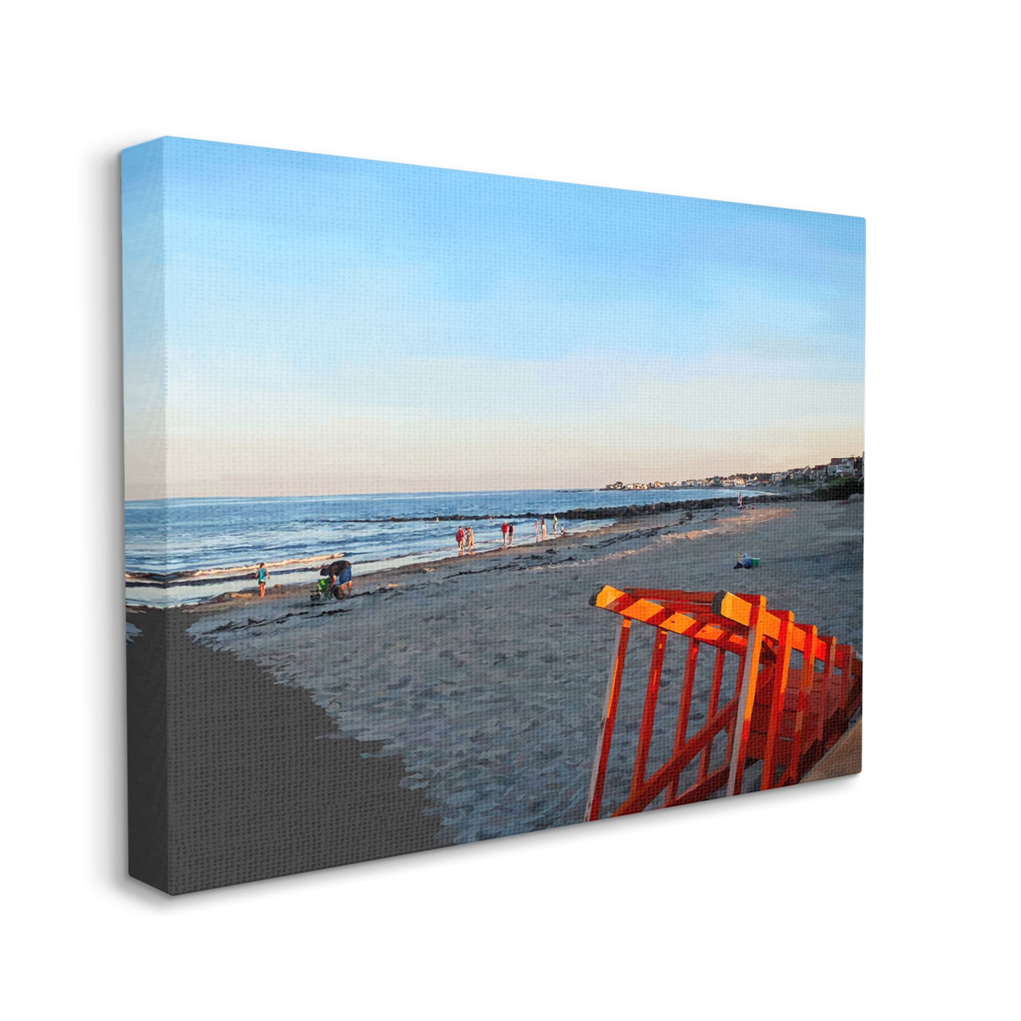 Stupell Beach Walkway People Lounging Landscape Painting Gallery Wrapped Canvas Print Wall Art