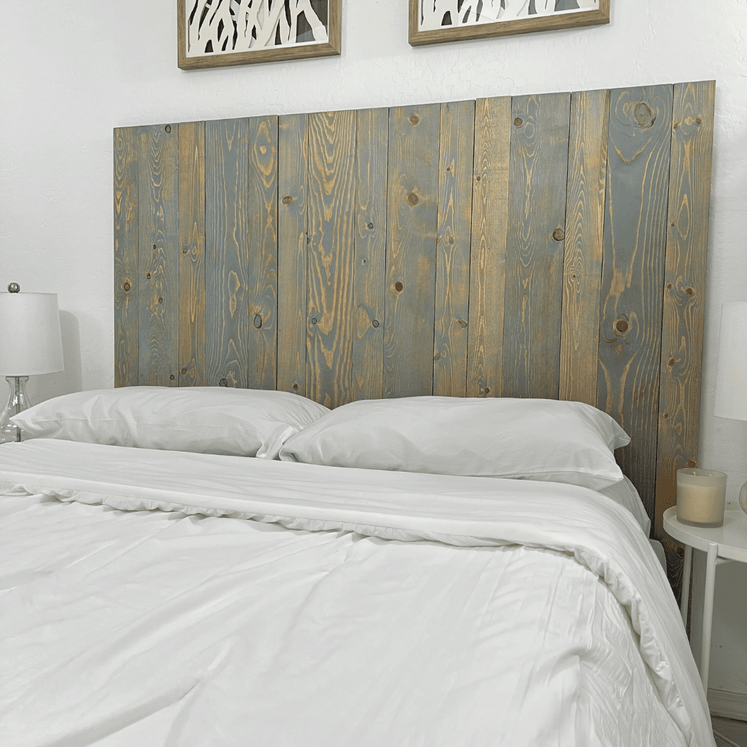 Barn Walls Coastal California King Solid Wood Headboard, Wall Mount, Bluish-Gray