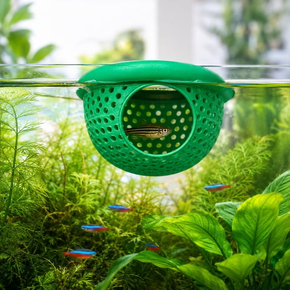 1PC Floating Betta Hammock & Shrimp Shelter, Aquarium Decor with Feeding Ring, Safe Resting Spot for Betta Fish, Shrimp and Small Fish (Green)