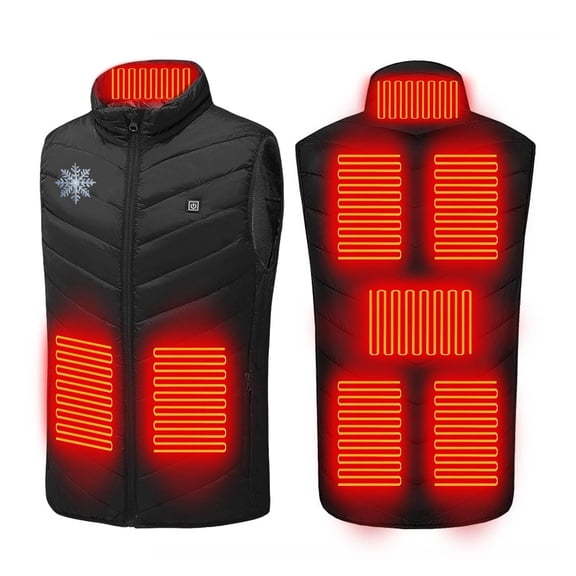 Gamivast Heated Vest Women Quilted Graphic Multiple Heating Areas Heated Jackets with 3-Levels Zip up Stand Collar Warm Coat with Zipper Pockets Hiking Washable Outerwear Plus Size no Power Bank