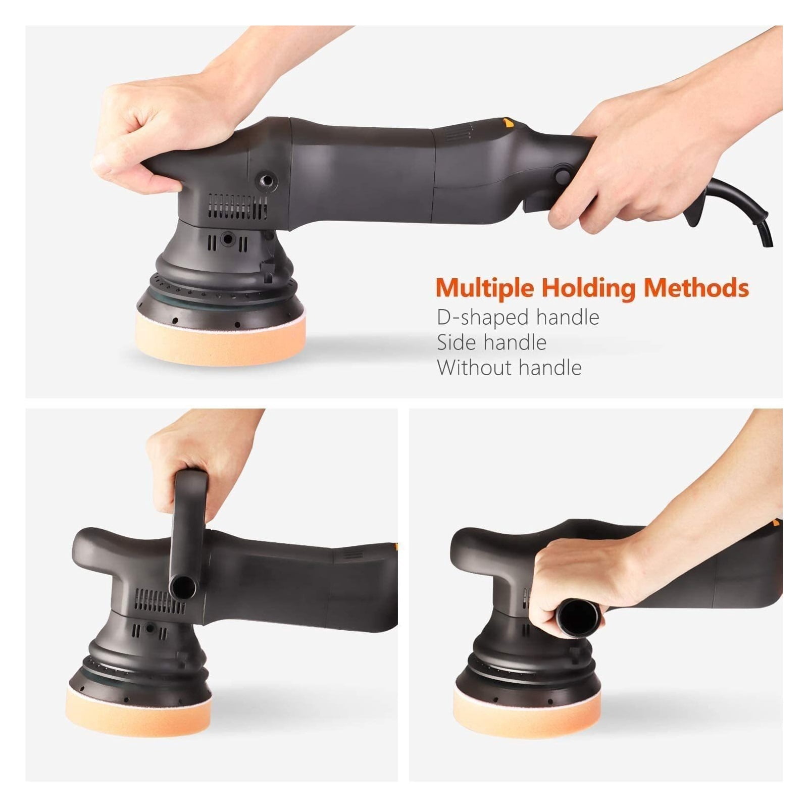 5 Inch Dual Action Random Orbital Car Polisher 15mm Auto Polisher Home DIY Polisher With Buffer Waxing Polishing Pads Set ,Low Vibration