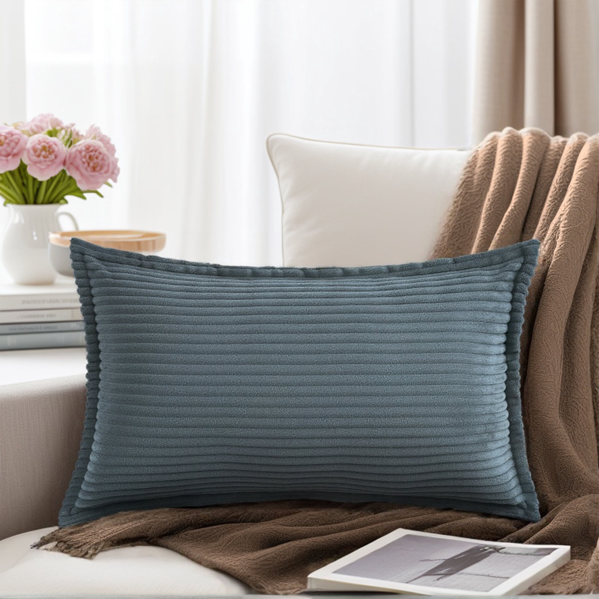REGALWOVEN Striped Decorative Throw Pillow Covers Pack of 2 Soft Cushion Pillow Cases for Sofa Home Decor Brown 18" x 18"
