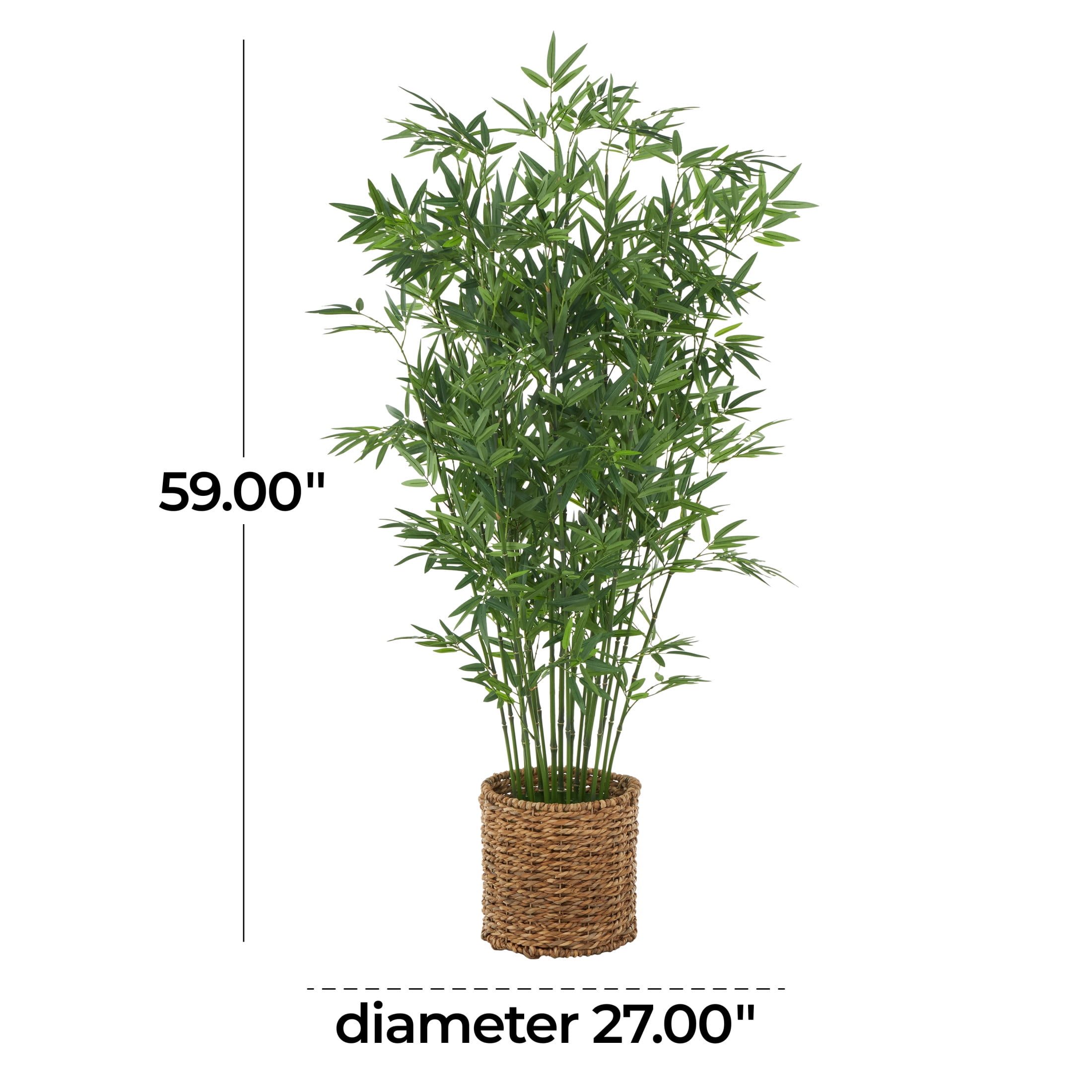 DecMode 59" Artificial Bamboo Tree in Realistic Leaves and Brown Seagrass Pot