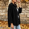 thumbnail image 5 of CHGBMOK Women Oversized Corduroy Shacket Casual Long Sleeve Lapel Button Down Shirt Jacket Solid Color Blouse Tops, 5 of 6