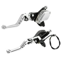 1 Pair Brake Clutch Pump Lever Dual Hydraulic Master Cylinder Universal for 7/8" Motorbike Silver Tone