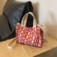 thumbnail image 5 of Bolso de lona con estampado de letras de moda, bolso de hombro informal tridimensional, 5 of 5