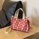 thumbnail image 5 of Bolso de lona con estampado de letras de moda, bolso de hombro informal tridimensional, 5 of 5