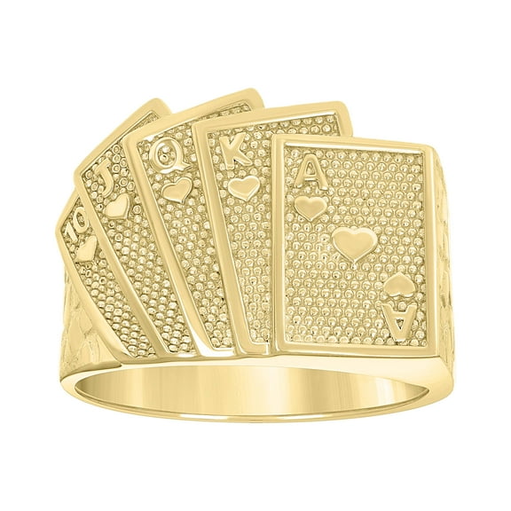 10k Yellow Gold Mens Playing Cards Gambling Ring